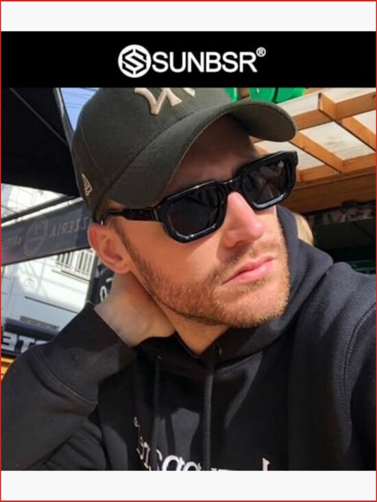 Retro Rectangle Sunglasses Thick Frame UV400 Protection Trendy Small Square main image 6